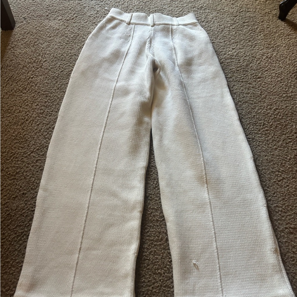 Fendi Women Knitted Trousers Size 2 White Wide Leg Pants Heavyweight - Picture 5 of 9